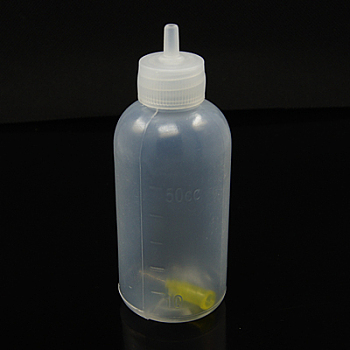 50CC Plastic Glue Bottles, Clear, 10x3.6cm, Capacity: 50ml(1.69 fl. oz)