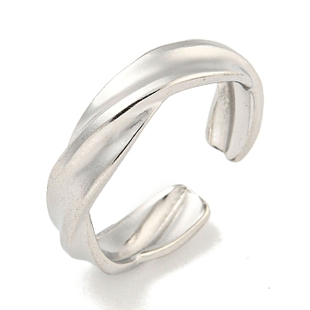 Non-Tarnish Twist 304 Stainless Steel Open Cuff Finger Rings for Unisex, Stainless Steel Color, 5mm