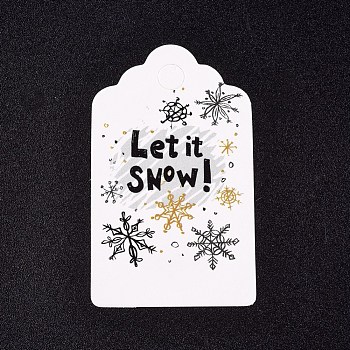 Paper Gift Tags, Hange Tags, For Arts and Crafts, For Christmas, with Word Let it Snow & Snowflake Pattern, White, 50x30x0.3mm, Hole: 5mm