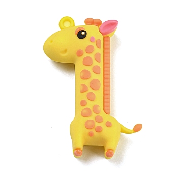 Cartoon PVC Plastic Big Pendants, Number 1 Charm, Giraffe, 54x37x15mm, Hole: 3mm
