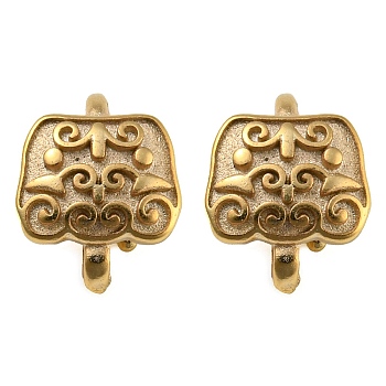 Rack Plating Brass Earring Hooks, Ear Wire with Loops, Cadmium Free & Lead Free, Real 24K Gold Plated, 10x8mm, Hole: 1.5mm