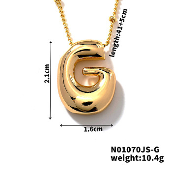 Simple and Stylish Brass Letter Pendant Satellite Chain Necklaces for Women Men, Golden, Letter G, 16.14 inch(41cm)