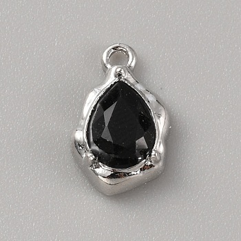 Alloy Pendants, with Plastic, Platinum, Teardrop, 15x10x5mm, Hole: 1.5mm