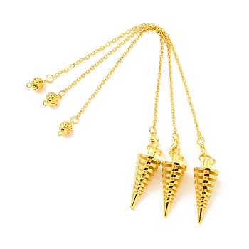 Brass Cable Chain Coil Dowsing Pendulums, Spiral Pendulum, with Alloy Lobster Claw Clasps, Cadmium Free & Lead Free, Spiral Cone, Golden, 223~245mm, Hole: 1.5~2mm