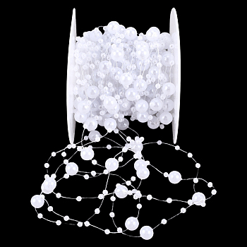 1Pc Resin Round Ball Chains, Unwelded, White, 3mm, about 32.81 Feet(10m)/Set
