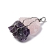 Natural Amethyst & Rose Quartz Nuggets Big Pendants(G-K338-43P-02)-2