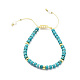Adjustable Synthetic Turquoise & Natural Shell & Brass Braided Beaded Bracelet with Charms for Women(BJEW-O187-08)-1