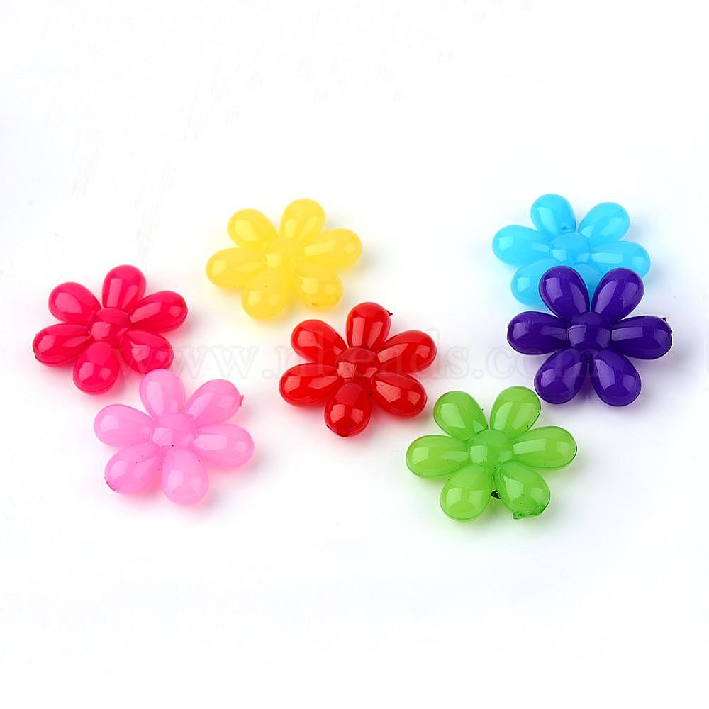 24pc mix color 16x8mm acrylic jelly style flower beads-6008 