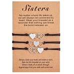 3Pcs 3 Style 430 Stainless Steel Heart Link Bracelets Set, Match Adjustable Bracelets for Best Friends Couple Family, Stainless Steel Color, 7-1/8~11-3/4 inch(18~30cm), 1Pc/style(JB715A)