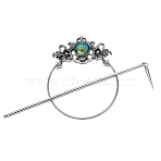 Mermaid Theme Alloy Hair Cuff Pin, Hair Sticks, Ponytail Holder, Antique Silver, 125mm(PW-WG6CF4D-02)