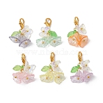 6Pcs Flower Butterfly Acrylic Pendant Decoration, Alloy Lobster Claw Clasps Charms for Bag Ornaments, Mixed Color, 24mm(HJEW-JM02940)
