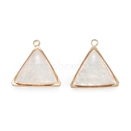 Natural White Shell Pendants, with Golden Brass Findings, Triangle, 17.5x17x5.5mm, Hole: 1.6mm(KK-K252-07G-01)