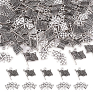 120Pcs 2 Styles Tibetan Style Zinc Alloy Flag Pendants, Antique Silver, 60pcs/style(FIND-PJ0001-06)