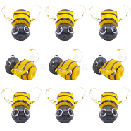 12Pcs Handmade Lampwork Beads, 3D Bees, Goldenrod, 15.2~16x14.5~16.5x11.2mm, Hole: 1.2~1.4mm(LAMP-SC0001-34)