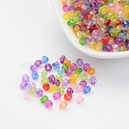 Mixed Color Chunky Dyed Transparent Acrylic Faceted Bicone Spacer Beads for Kids Jewelry, 4mm in diameter, hole: 1mm(X-DBB4mm)