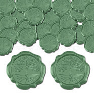 100Pcs Adhesive Wax Seal Stickers, Envelope Seal Decoration, For Craft Scrapbook DIY Gift, Medium Sea Green, Tree of Life, 30mm(DIY-CP0009-90C)