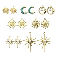 DIY Pendant Jewelry Making Finding Kit, Including 14Pcs 7 Style Alloy Enamel & Rhinestone & Brass, Moon & Sun & Star & Flower, Golden, Mixed Color, 17~42.5x15.5~31.5x2~7mm, Hole: 1.2~2mm, 2pcs/style(DIY-SZ0007-62)