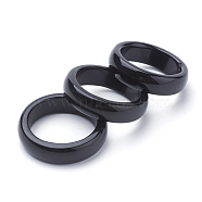 Natural Agate Rings, Black, Size 8(18mm)(X-G-S279-42A)