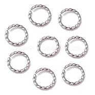 304 Stainless Steel Jump Rings, Open Jump Rings, Twisted, Stainless Steel Color, 18 Gauge, 8x1mm, Inner Diameter: 6mm(X-STAS-F191-12P-C)