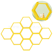 Wood Display Stand, Hexagon, Yellow, 10x11.5x3.55cm, Inner Diameter: 9.1x10.35cm(WOOD-WH0034-22)