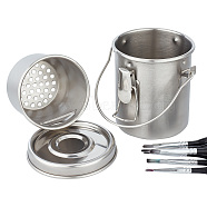 201 Stainless Steel Portable Retractable Buckets, Paint Brush Tub, Paint Brush Cleaner, Watercolor Paint Basin, Stainless Steel Color, 9.6x8.7x14cm(AJEW-WH0270-184)