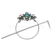 Mermaid Theme Alloy Hair Cuff Pin, Hair Sticks, Ponytail Holder, Antique Silver, 125mm(PW-WG6CF4D-02)