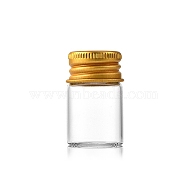 Glass Bottles Bead Containers, Screw Top Bead Storage Tubes with Golden Plated Aluminum Cap, Column, Clear, 2.2x3.5cm, Capacity: 6ml(0.20fl. oz)(CON-WH0085-78B)