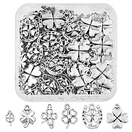 DIY Jewelry Making Finding Kit, Including Tibetan Style Alloy Pendants & Connector Charms, Clover, Antique Silver, 10~21x6~17.5x1~2.5mm, Hole: 1~2mm, 120Pcs/box(DIY-FH0005-97)