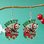 Cute Animal Christmas Dangle Earrings, Platinum, Red, 65x30mm(KX1970-1)