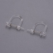 Plastic Clip-on Earring Findings, with Stainless Steel Findings, Stainless Steel Color, 11x13x3.5mm(KK-F785-05P)