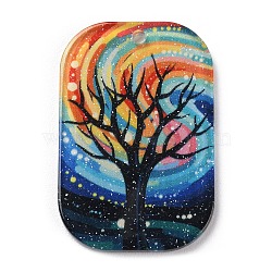 Acrylic Pendants, Rectangle with Tree Pattern, Colorful, 39.5x26x2mm, Hole: 2mm(MACR-C020-04B)
