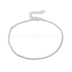925 Sterling Silver Flat Round Link Chain Bracelets for Women, Silver, 6-7/8 inch(17.5cm), 1.7mm(BJEW-E101-01S-09)