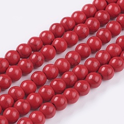 Synthetic Turquoise Beads Strands, Dyed, Round, Crimson, 6mm, Hole: 1mm, about 67pcs/strand, 15.75 inch(TURQ-G106-6mm-02H)