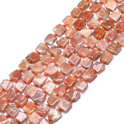 Natural Sunstone Beads Strands, Square, 10x10x5mm, Hole: 1mm, about 35pcs/strand, 15.55 inch(39.5cm)(G-F715-074)