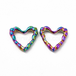 Ion Plating(IP) 304 Stainless Steel Linking Rings, Bumpy, Heart, Rainbow Color, 14x15x3mm, Inner Diameter: 8x10.5mm(STAS-F290-11MC)