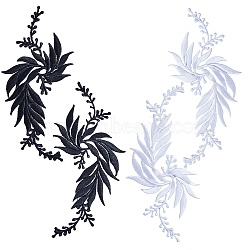 4Pcs 4 Styles Leaf Computerized Embroidery Cloth Iron on/Sew on Patches, Costume Accessories, Appliques, Mixed Color, 170x80x0.8mm, 1pc/style(DIY-GF0007-58)