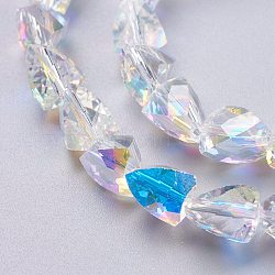 Glass Imitation Austrian Crystal Beads, Faceted Triangle, Clear AB, 6x6x7.5mm, Hole: 1mm(GLAA-O019-04)