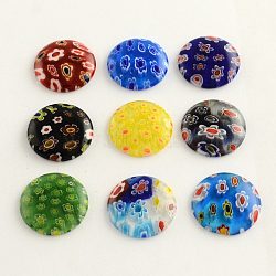 Handmade Millefiori Glass Cabochons, Half Round/Dome, Mixed Color, 18x3.5mm(LK-R006-07)
