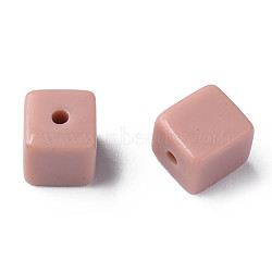 Opaque Acrylic Beads, Cube, Pale Violet Red, 10.5x9.5x9.5mm, Hole: 2mm, about 490pcs/500g(MACR-S373-148-A14)