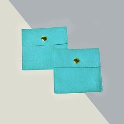 Fiber Bag, for Jewelry Drawstring Gift Bags, Square, Turquoise, 8x8cm(PW-WG84F5C-06)