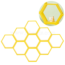 Wood Display Stand, Hexagon, Yellow, 10x11.5x3.55cm, Inner Diameter: 9.1x10.35cm(WOOD-WH0034-22)