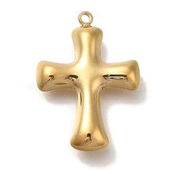 PVD Vacuum Plating 304 Stainless Steel Pendants, Cross Charm, Real 18K Gold Plated, 28x20x6mm, Hole: 1.8mm(STAS-S148-12G)