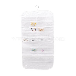 Non-Woven Fabrics Jewelry Hanging Display Bags, Wall Shelf Wardrobe Storage Bags, with Rotating Hook and Transparent PVC 80 Grids, White, 8.5x4.2x0.15cm(AJEW-C012-01A)