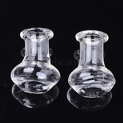 Handmade One Hole Blown Glass Globe Cover, For Bottle Pendant Making, Clear, 20.5~21.5x16~16.5mm, Hole: 6mm, Bottle Capacity: 1.8ml(0.06 fl. oz)(BLOW-T001-11)