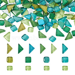 Elecrelive 240Pcs 2 Style Transparent Glass Cabochons, Mosaic Tiles, for Home Decoration or DIY Crafts, Square & Triangle, Colorful, 120pcs/style(GLAA-EL0001-03C)
