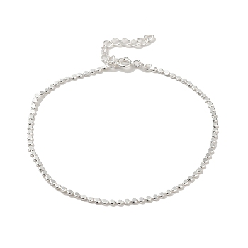 925 Sterling Silver Flat Round Link Chain Bracelets for Women, Silver, 6-7/8 inch(17.5cm), 1.7mm