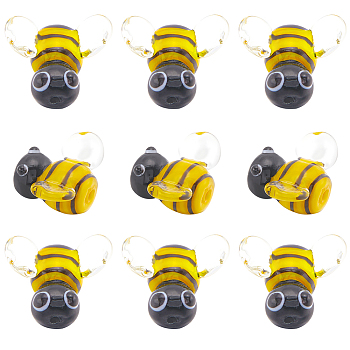 12Pcs Handmade Lampwork Beads, 3D Bees, Goldenrod, 15.2~16x14.5~16.5x11.2mm, Hole: 1.2~1.4mm