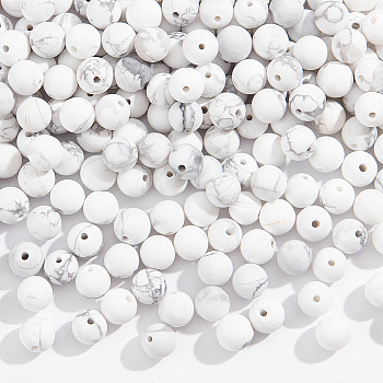 3 Strands Natural Howlite Beads Strands, Frosted, Round, 6mm, Hole: 0.8mm, about 60pcs/strand, 14.1 inch