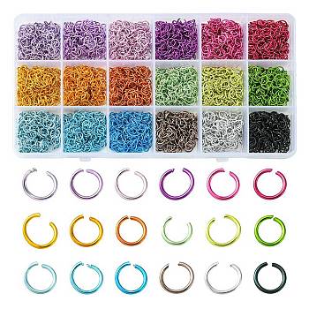 36G 18 Colors Aluminum Wire Open Jump Rings, Round Ring, Mixed Color, 20 Gauge, 6x0.8mm, 2g/color
