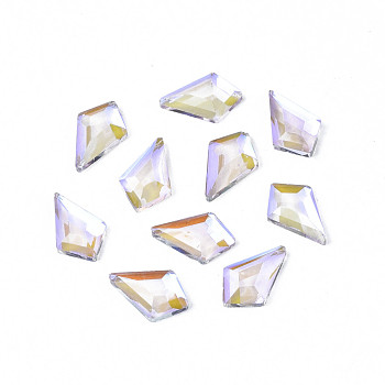 Glass Rhinestone Cabochons, Nail Art Decoration Accessories, Faceted, Kite, Lilac, 8.5x5.5x1.5mm